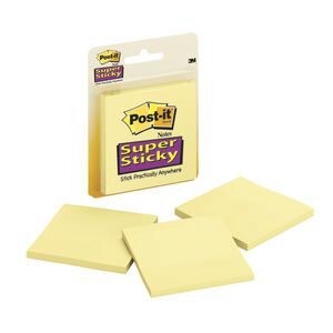 POST- IT NOTES SUPER STICKY 3321-SSCY 76X76 CANARY YELLOW PK3