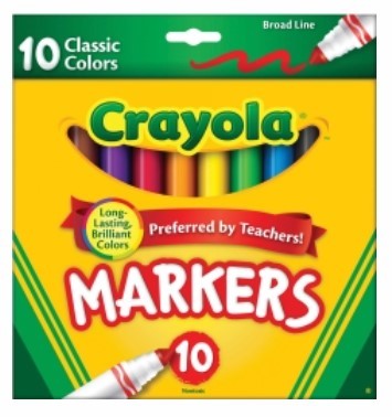 MARKERS CRAYOLA BROAD LINE CLASSIC 10PK