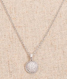 FINE SILVER SMALL CUBIC ZIRCONIA DISC NECKLACE