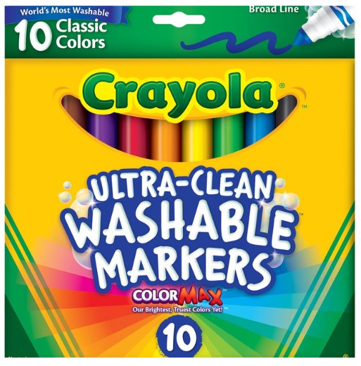 MARKERS CRAYOLA ULTRA CLEAN WASHABLE CLASSIC 10PK