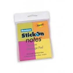 STICK ON NOTES BEAUTONE NEON COLOURS 38X