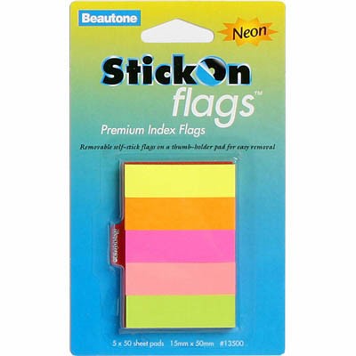 STICK ON FLAGS B/TONE 15X50 NEON