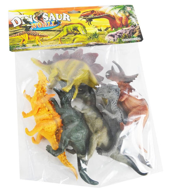 6PCE LARGE DINOSAURS IN BAG