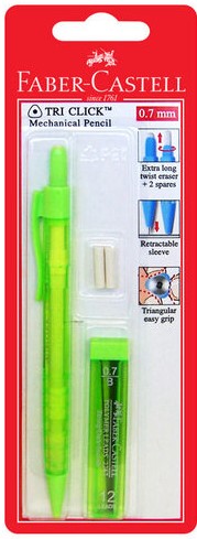 PENCIL MECHANICAL FABER-CASTELL GRIPMATE 0.5MM W/TWIST ERASER ASST