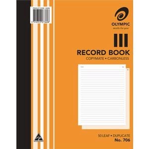 RECORD BOOK OLYMPIC 706 DUP C/LESS 10X8