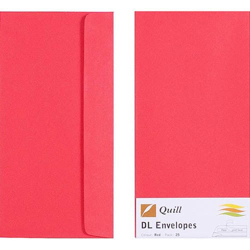 ENVELOPE QUILL DL XL MULTIOFFICE RED PK25