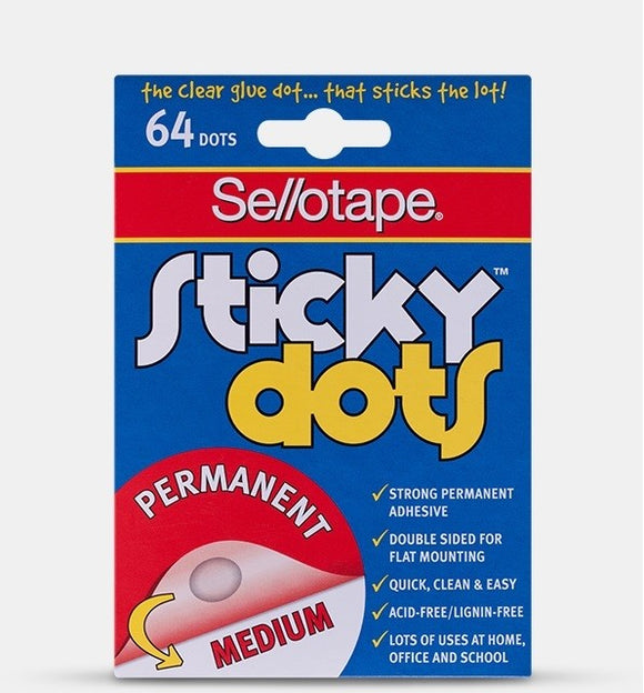 STICKY DOTS SELLO PERMANENT 64 DOTS 4SHT