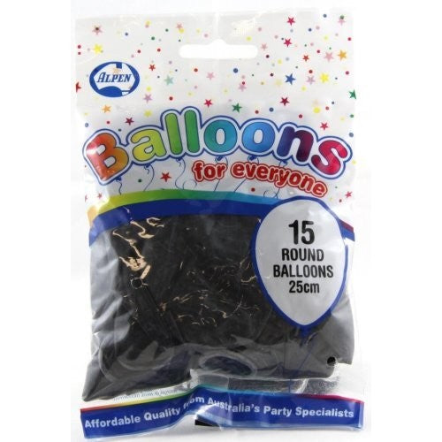 BALLOONS ALPEN BLACK ROUND 25CM