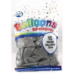 BALLOONS ALPEN SILVER ROUND 25CM