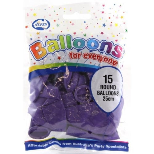 BALLOONS ALPEN PURPLE ROUND 25CM