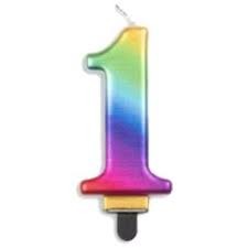 CANDLE ALPEN NUMERAL #1 METALLIC RAINBOW