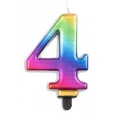 CANDLE ALPEN NUMERAL #4 METALLIC RAINBOW