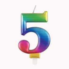 CANDLE ALPEN NUMERAL #5 METALLIC RAINBOW