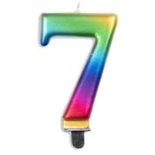 CANDLE ALPEN NUMERAL #7 METALLIC RAINBOW