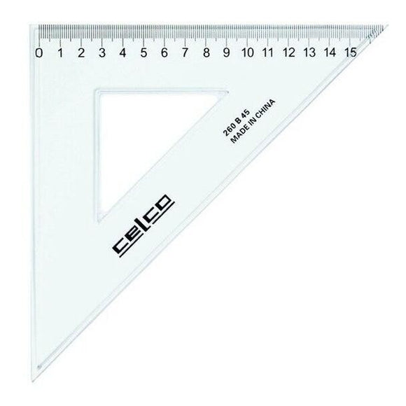 SET SQUARE CELCO 260MM 45 DEGREE CLEAR