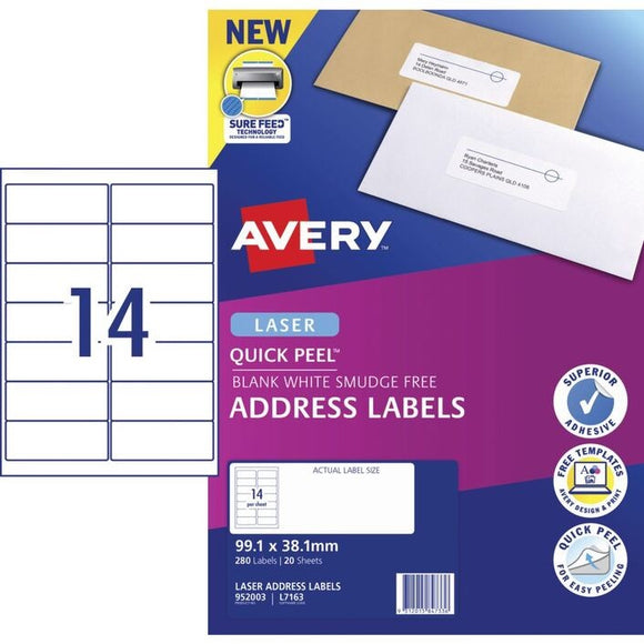 AVERY LABELS L7163 14UP PK/20