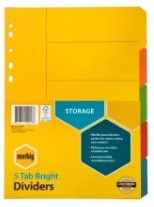 DIVIDERS MARBIG A4 MANILLA BRIGHT 5 TAB