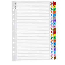 DIVIDERS MARBIG A4 MANILLA A-Z TAB COLOURED