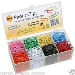 MARBIG COLOURED PAPER CLIPS ASST. 800 S