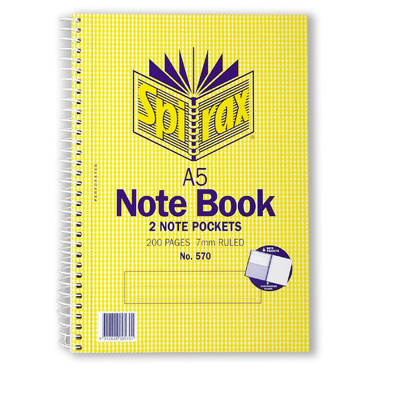 NOTE BOOK SPIRAX #570 A5 210X148MM 200LF
