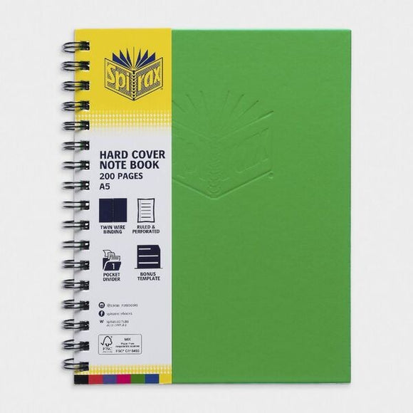 NOTEBOOK SPIRAX 511 A5 H/C GREEN