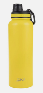 S/S DOUBLE WALL INSULATED "CHALLENGER" SPORTS BOTTLE W/SCREW CAP 1.1L (NEON YELLOW)