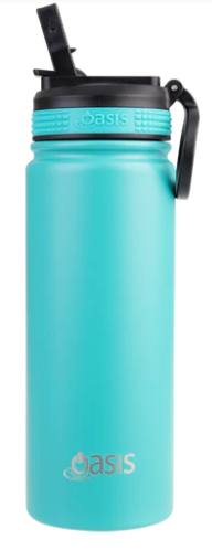 OASIS S/S SPORTS BOTTLE W/SIPPER STRAW 550ML-TURQUOISE
