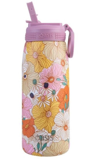 OASIS S/S D/W INSULATED SPORTS BOTTLE W/SIPPER 780ML RETRO FLORAL