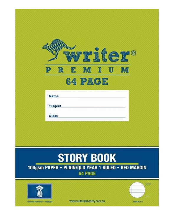 WRITER PREMIUM STORY BOOK PLAIN + QLD YR 1 RULED 64PG 