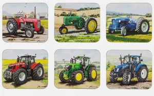 TRACTORS THEN/NOW ASST 6PK COASTER