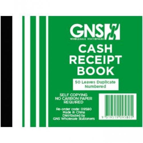 CASH RECEIPT BOOK GNS 9580 5X4 DUPLICATE CARBONLESS 50LF