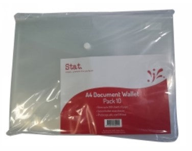DOCUMENT WALLET SOVEREIGN A4 PP W/BUTTON CLEAR PK10
