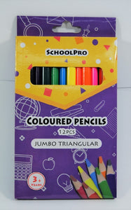 PENCIL COLOURED SCHOOLPRO JUMBO TRIANGLE BX12