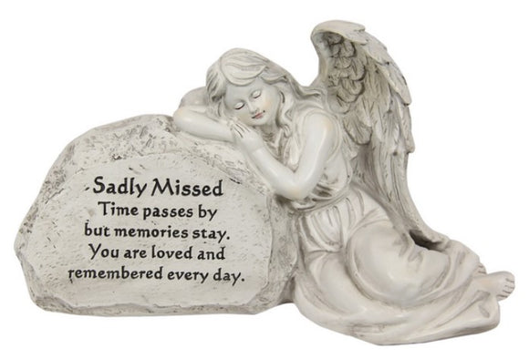 SADLY MISSED MEMORIAL ANGEL 30CM