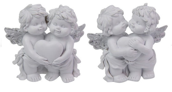 7.5CM TWIN CHERUBS W/SILVER WINGS 2 ASST
