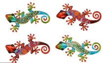 37CM METAL/GLASS LIZARD WALL ART