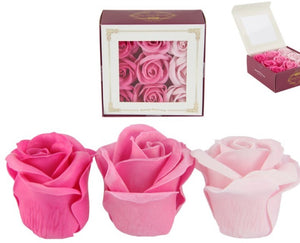 12X12CM BX OF 9 ROSE FLOWER SOAPS