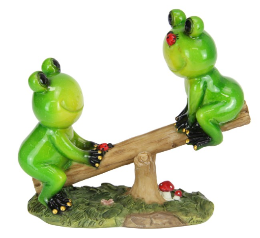 16CM LONG GREEN MARBLE FROGS ON SEE-SAW 2