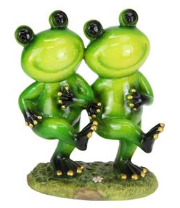 13CM MARBLE GREEN DANCING DUO FROGS