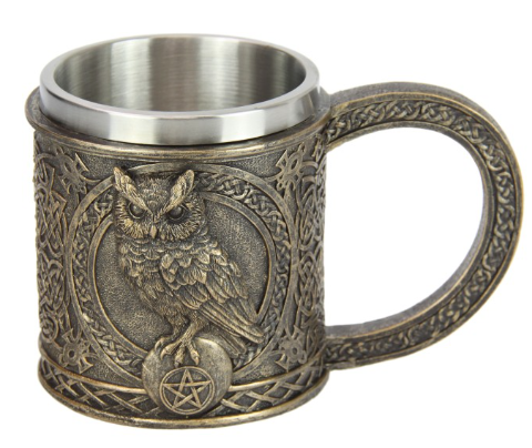 16CM OWL MUG ANTIQUE FINISH