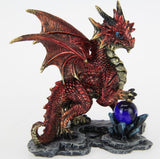 DRAGON W/ORB ON ROCK 15CM