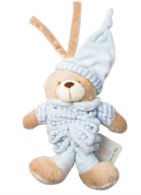BLUE MUSICAL STRETCH BEAR 20CM