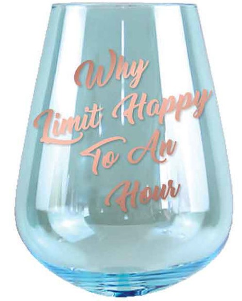 WHY LIMIT HAPPY TO AN HOUR STEMLESS GLASS PK OF 2