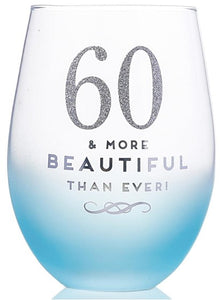 WINE STEMLESS GLASS 60TH PARTY