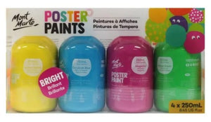 MM POSTER PAINT 250ML 4PC - BRIGHT