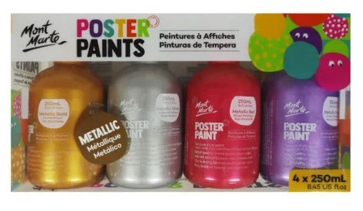 MM POSTER PAINT 250ML 4PC - METALLIC