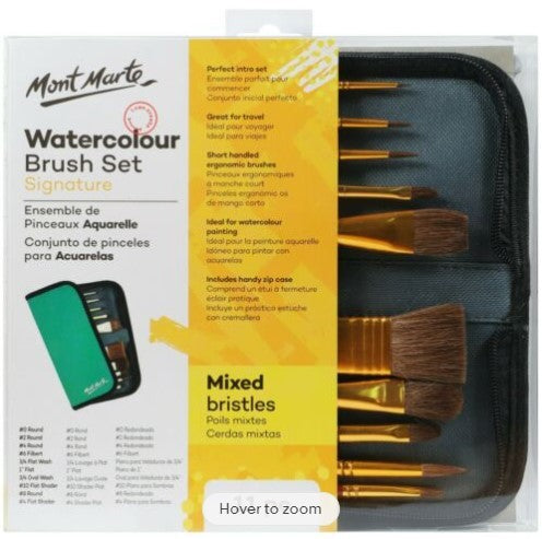 MM BRUSH SET IN WALLET 11PC-WATERCOLOUR
