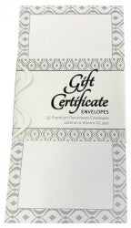 GIFT CERTIFICATE ENVELOPES OZCORP IVORY/SILVER PK25