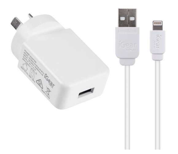 CHARGER WALL 240V W/CABLE - WHITE - IPHONE 5/6/7