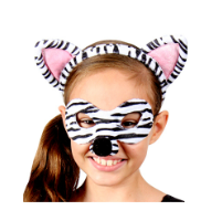 ANIMAL HEADBAND & MASK SET-ZEBRA